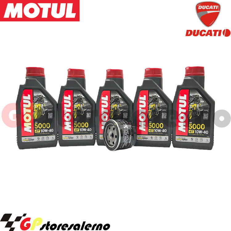 Immagine di KIT TAGLIANDO OLIO + FILTRO MOTUL 5000 10W40 5 LITRI DUCATI 1260 MULTISTRADA S GRAND TOUR 2020