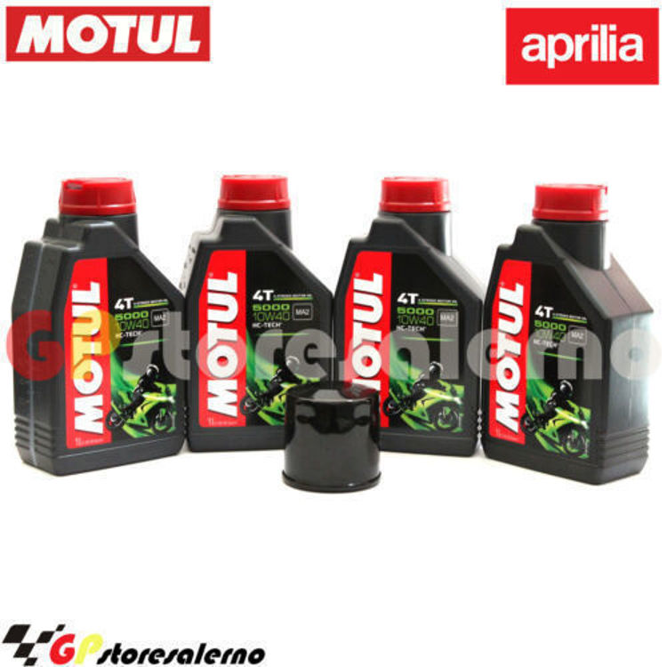 Immagine di KIT TAGLIANDO OLIO + FILTRO MOTUL 5000 10W40 4 LITRI APRILIA RSV 1000 RSV4 V4R TUONO DAL 2011 AL 2013