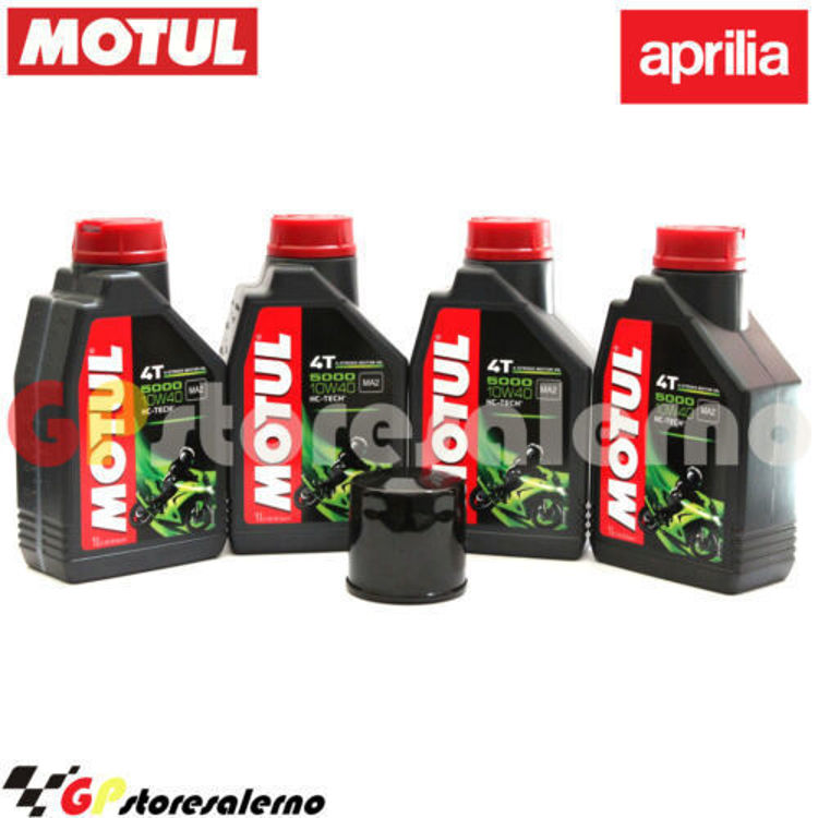 Immagine di KIT TAGLIANDO OLIO + FILTRO MOTUL 5000 10W40 4 LITRI APRILIA 1100 TUONO V4 RR DAL 2015 AL 2022