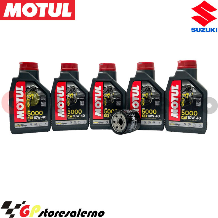 Immagine di KIT TAGLIANDO OLIO + FILTRO MOTUL 5000 10W40 5 LITRI SUZUKI GSX-R 1000 ABS DAL 2017 AL 2024