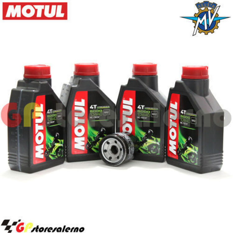 Immagine di KIT TAGLIANDO OLIO + FILTRO MOTUL 5000 10W40 4 LITRI MV AGUSTA F4 BRUTALE S 750 DAL 2002 AL 2003