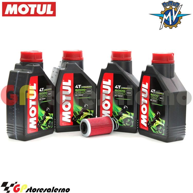 Immagine di KIT TAGLIANDO OLIO + FILTRO MOTUL 5000 10W40 4 LITRI MV AGUSTA F4 1000 RC 2016