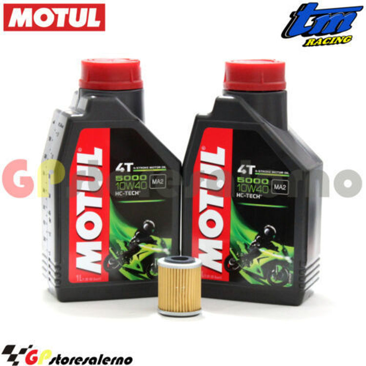 Immagine di KIT TAGLIANDO OLIO + FILTRO MOTUL 5000 10W40 2 LITRI TM RACING EN 250 F ENDURO 4T DAL 2003 AL 2007