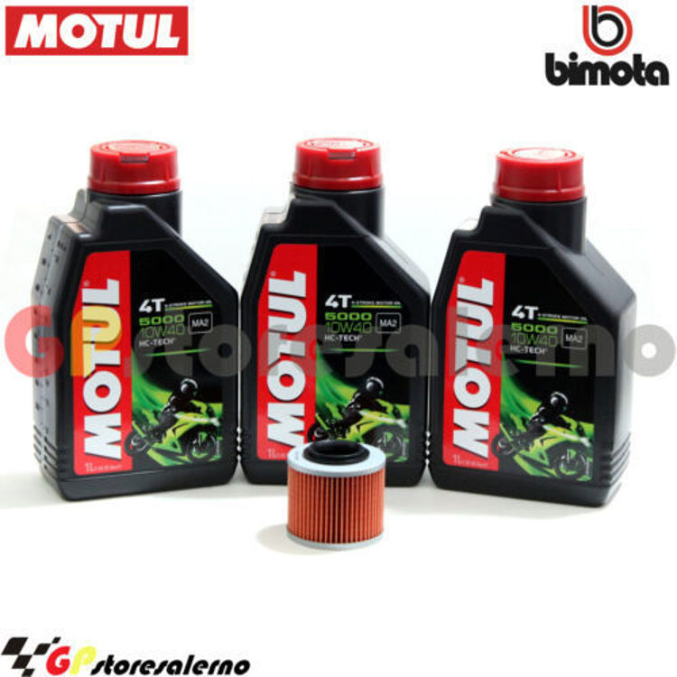 Immagine di KIT TAGLIANDO OLIO + FILTRO MOTUL 5000 10W40 3 LITRI BIMOTA BB1 650 SUPERMOTO DAL 1995 AL 1996