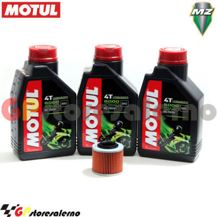 Immagine di KIT TAGLIANDO OLIO + FILTRO MOTUL 5000 10W40 3 LITRI MUZ 500 SAXON FUN DAL 1991 AL 1993