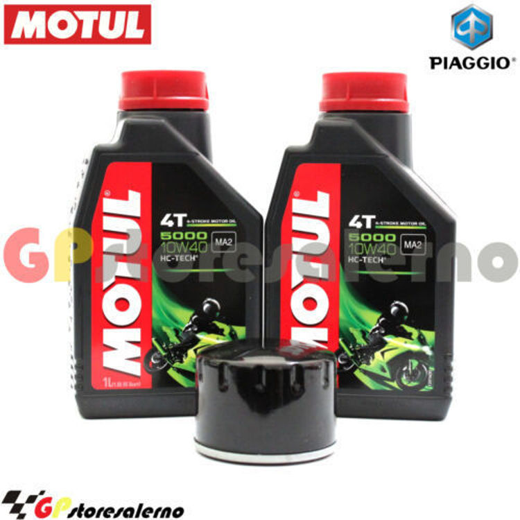 Immagine di KIT TAGLIANDO OLIO + FILTRO MOTUL 5000 10W40 2 LITRI PIAGGIO 400 BEVERLY I.E. DAL 2006 AL 2008