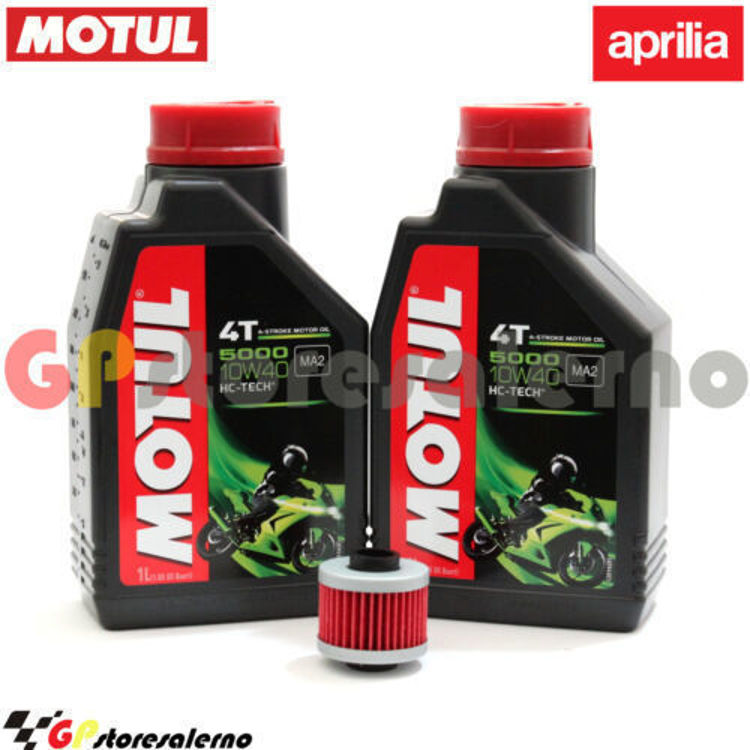 Immagine di KIT TAGLIANDO OLIO + FILTRO MOTUL 5000 10W40 2 LITRI APRILIA 200 SCARABEO / GT DAL 1999 AL 2003