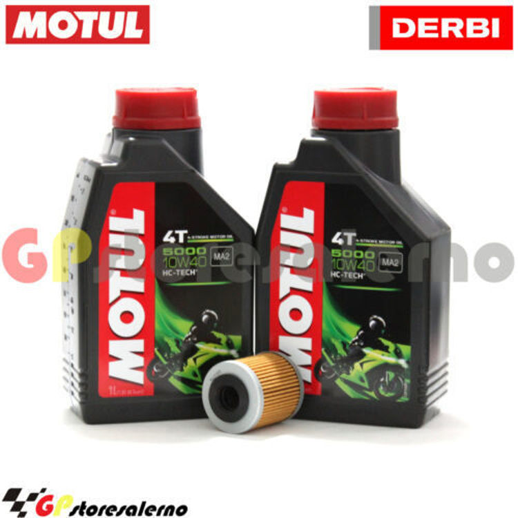 Immagine di KIT TAGLIANDO OLIO + FILTRO MOTUL 5000 10W40 2 LITRI DERBI 125 GPR 4T DAL 2009 AL 2013