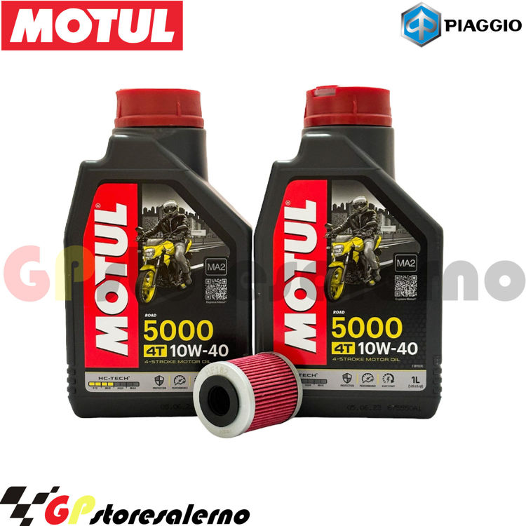 Immagine di KIT TAGLIANDO OLIO + FILTRO MOTUL 5000 10W40 2 LITRI PIAGGIO 400 BEVERLY 4T-4V HPE ABS E5 DAL 2021 AL 2023