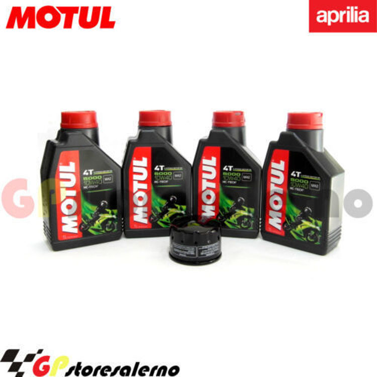 Immagine di KIT TAGLIANDO OLIO + FILTRO MOTUL 5000 10W40 4 LITRI APRILIA SMV 750 DORSODURO / ABS DAL 2008 AL 2016