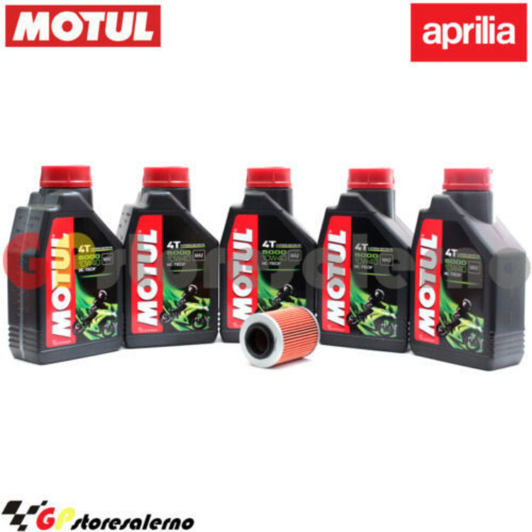 Immagine di KIT TAGLIANDO OLIO + FILTRO MOTUL 5000 10W40 5 LITRI APRILIA ETV 1000 CAPONORD DAL 2001 AL 2008