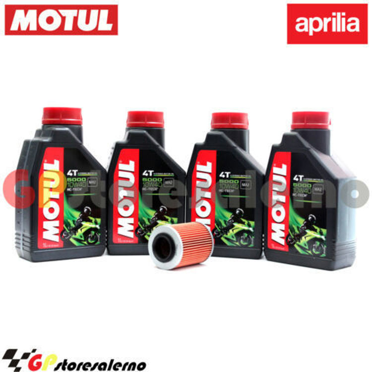 Immagine di KIT TAGLIANDO OLIO + FILTRO MOTUL 5000 10W40 4 LITRI APRILIA RST 1000 FUTURA DAL 2001 AL 2006