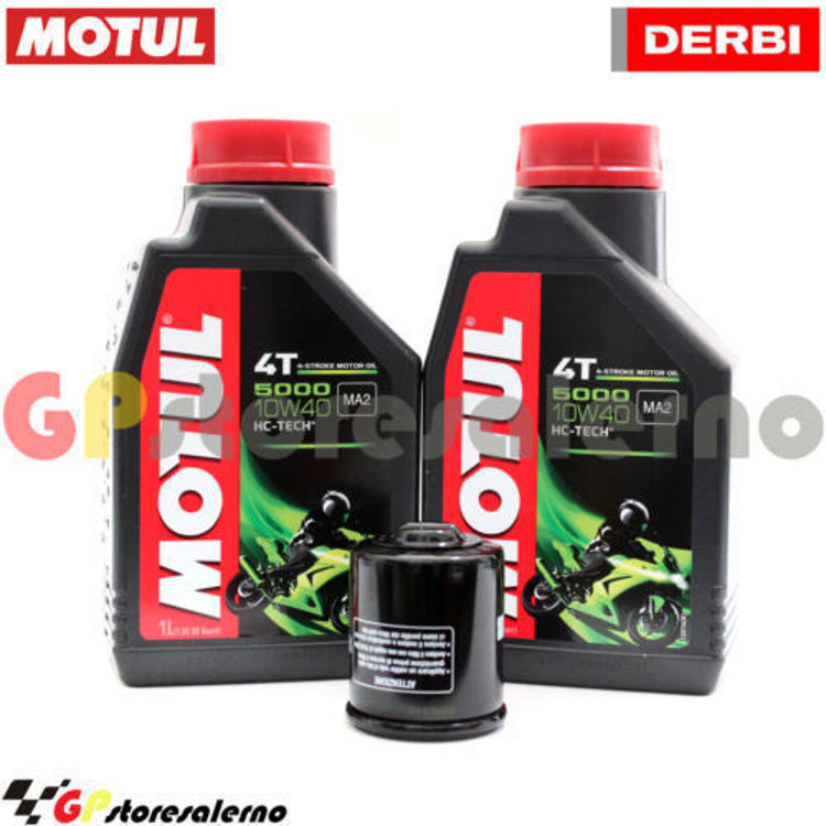 Immagine di KIT TAGLIANDO OLIO + FILTRO MOTUL 5000 10W40 2 LITRI DERBI 125 RAMBLA DAL 2008 AL 2013