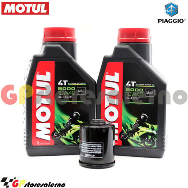 Immagine di KIT TAGLIANDO OLIO + FILTRO MOTUL 5000 10W40 2 LITRI PIAGGIO VESPA 150 LX / LX FL / LX I.E. / LX TOURING I.E. / ROSACHIC / LX 4T-3V I.E. / PRIMAVERA / I-GET DAL 2005 AL 2017