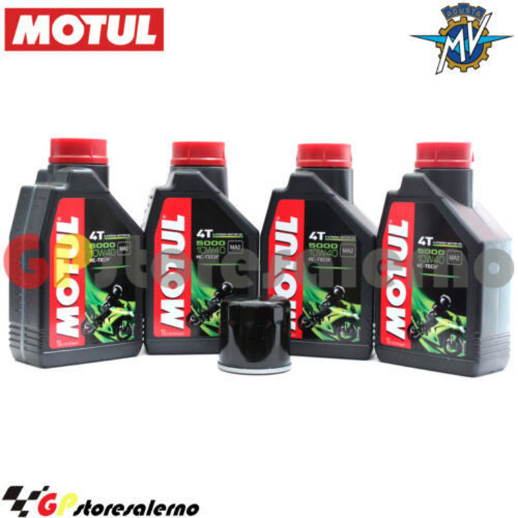 Immagine di KIT TAGLIANDO OLIO + FILTRO MOTUL 5000 10W40 4 LITRI MV AGUSTA BRUTALE 989 2009