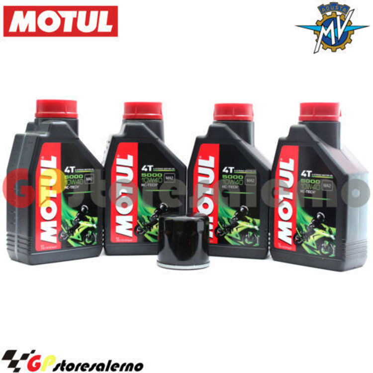 Immagine di KIT TAGLIANDO OLIO + FILTRO MOTUL 5000 10W40 4 LITRI MV AGUSTA F4 1078 312 2009