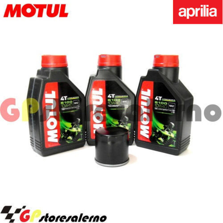 Immagine di KIT TAGLIANDO OLIO + FILTRO MOTUL 5100 10W40 3 LITRI APRILIA TUONO 660 DAL 2021 AL 2024