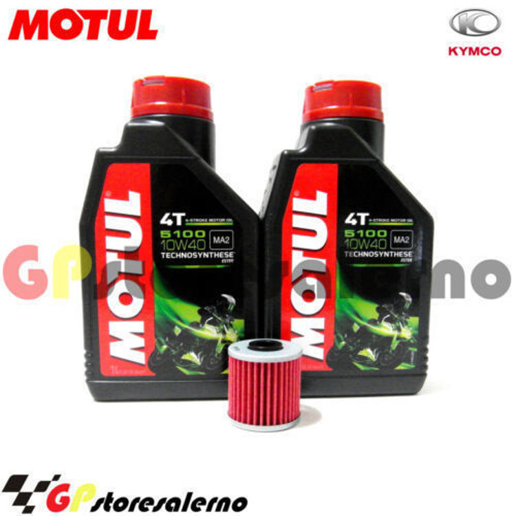 Immagine di KIT TAGLIANDO OLIO + FILTRO MOTUL 5100 10W40 2 LITRI KYMCO 400 i XCITING VS 4T E5 2023