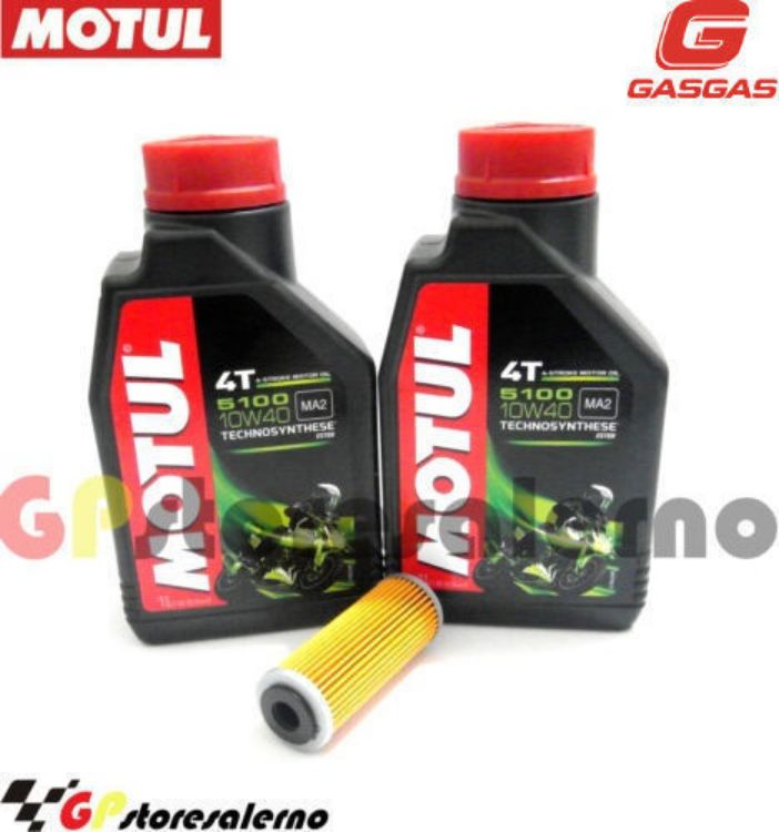 Immagine di KIT TAGLIANDO OLIO + FILTRO MOTUL 5100 10W40 2 LITRI GAS GAS EC 500 F 2024