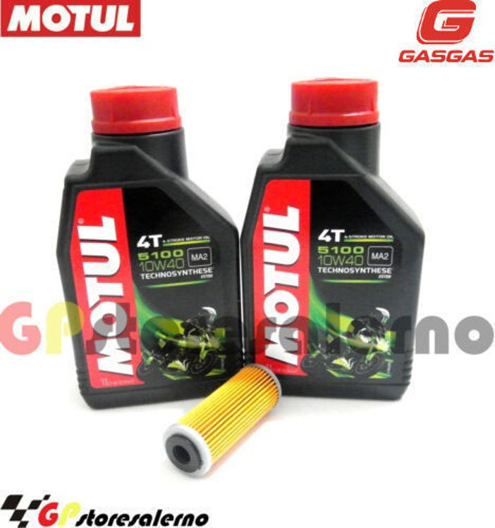 Immagine di KIT TAGLIANDO OLIO + FILTRO MOTUL 5100 10W40 2 LITRI GAS GAS ES 500 2024