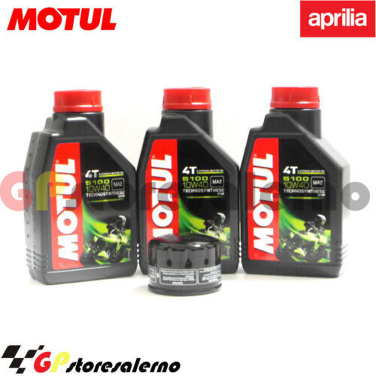 Immagine di KIT TAGLIANDO OLIO + FILTRO MOTUL 5100 10W40 3 LITRI APRILIA TUAREG 660 DAL 2021 AL 2024