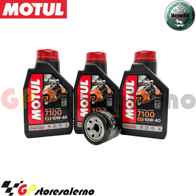 Immagine di KIT TAGLIANDO OLIO + FILTRO MOTUL 7100 10W40 3L BENELLI TORNADO 302 DAL 2017 AL 2020