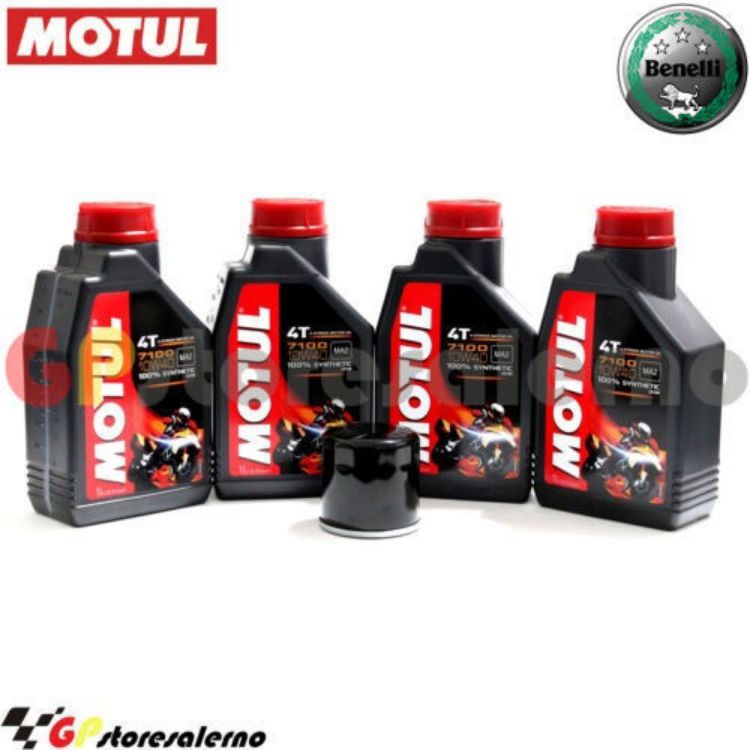 Immagine di KIT TAGLIANDO OLIO + FILTRO MOTUL 7100 10W40 4L BENELLI CRUISER 502 DAL 2019 AL 2024