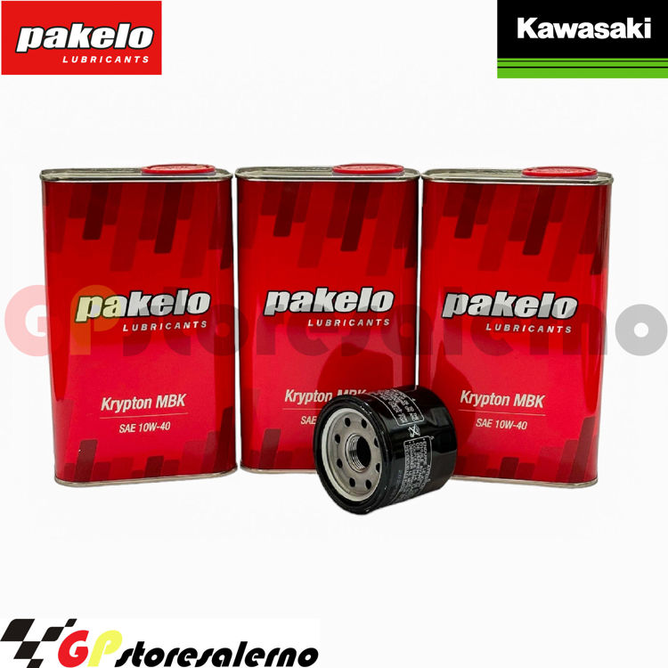 Immagine di KIT TAGLIANDO OLIO + FILTRO 3L PAKELO KRYPTON MBK 10W40 KAWASAKI EN 500 VULCAN LTD DAL 2003 AL 2006