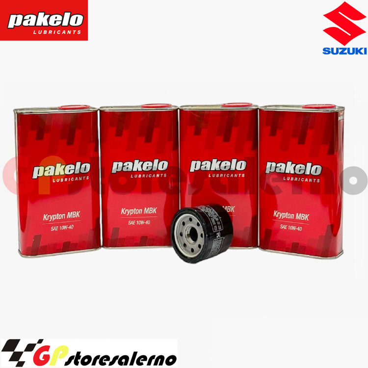 Immagine di KIT TAGLIANDO OLIO + FILTRO 4L PAKELO KRYPTON MBK 10W40 SUZUKI VZ 1600 MARAUDER DAL 2004 AL 2005