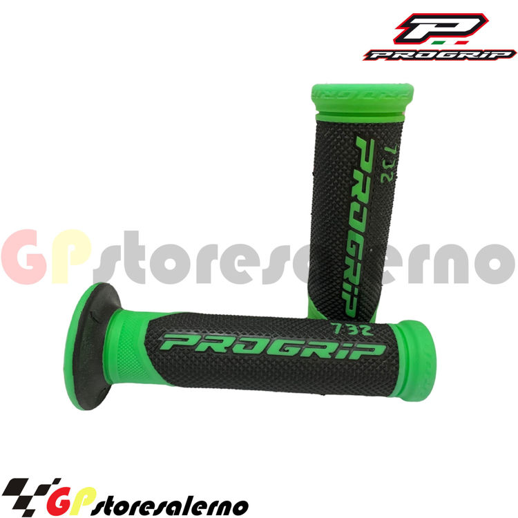 Immagine di 732 COPPIA MANOPOLE PROGRIP FORATE 22/24 SOFT TOUCH SBK COLORE VERDE