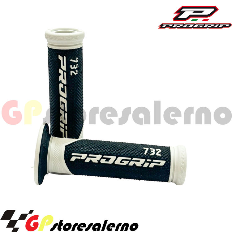 Immagine di 732 COPPIA MANOPOLE PROGRIP FORATE 22/24 SOFT TOUCH SBK COLORE BIANCO