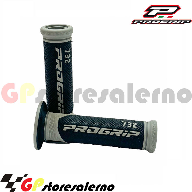 Immagine di 732 COPPIA MANOPOLE PROGRIP FORATE 22/24 SOFT TOUCH SBK COLORE GRIGIO