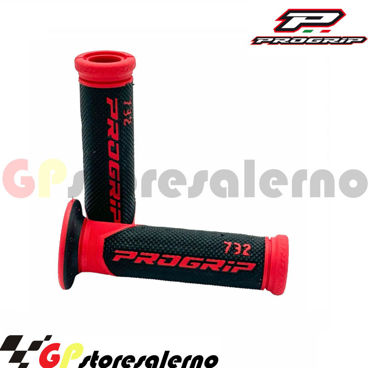 Immagine di 732 COPPIA MANOPOLE PROGRIP FORATE 22/24 SOFT TOUCH SBK COLORE ROSSO