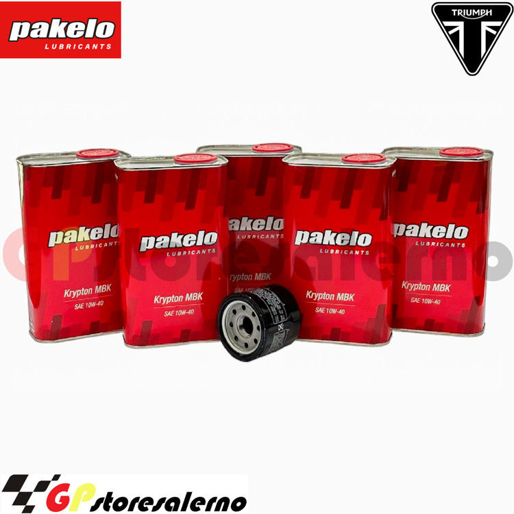 Immagine di KIT TAGLIANDO OLIO + FILTRO 5L PAKELO KRYPTON MBK 10W40 TRIUMPH 1200 TROPHY DAL 2013 AL 2015