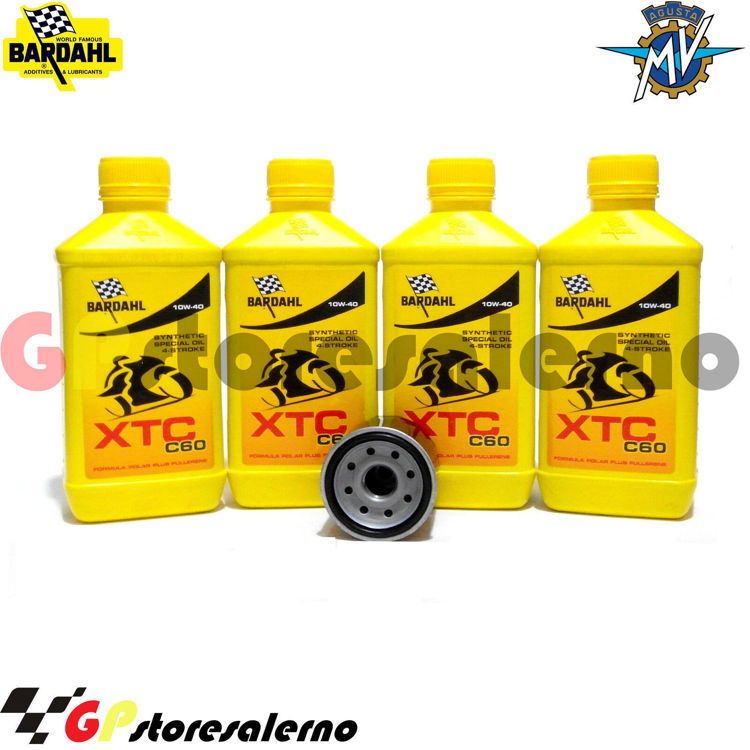 Immagine di KIT TAGLIANDO OLIO + FILTRO 4L BARDAHL XTC C60 10W40 MV AGUSTA F4 1078 R 312 / 312 1+1 2008