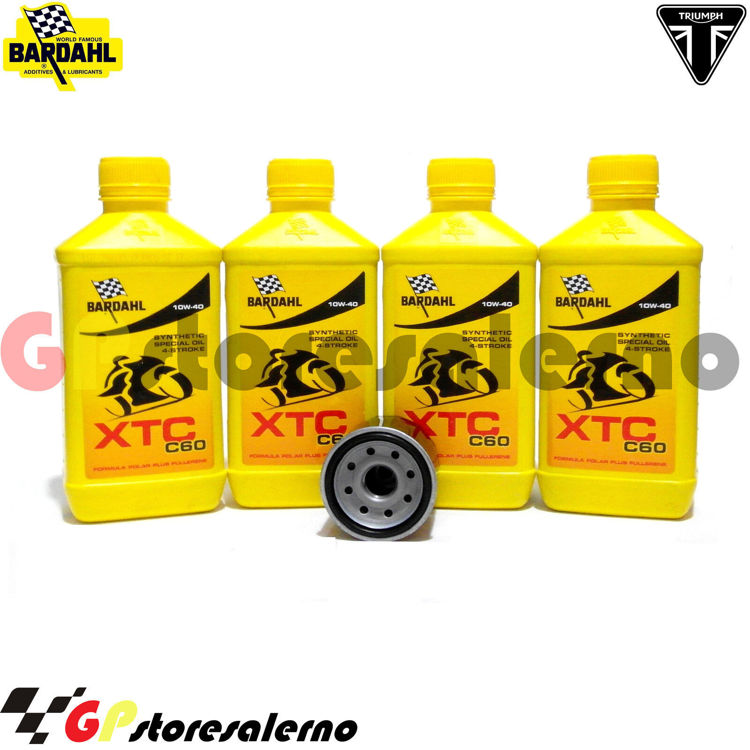 Immagine di KIT TAGLIANDO OLIO + FILTRO 4L BARDAHL XTC C60 10W40 TRIUMPH 600 SPEED FOUR DAL 2005 AL 2006