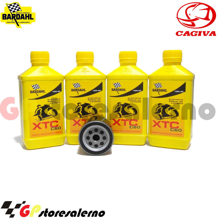 Immagine di KIT TAGLIANDO OLIO + FILTRO 4L BARDAHL XTC C60 10W40 CAGIVA 350 ALAZURRA TL / GT DAL 1983 AL 1988