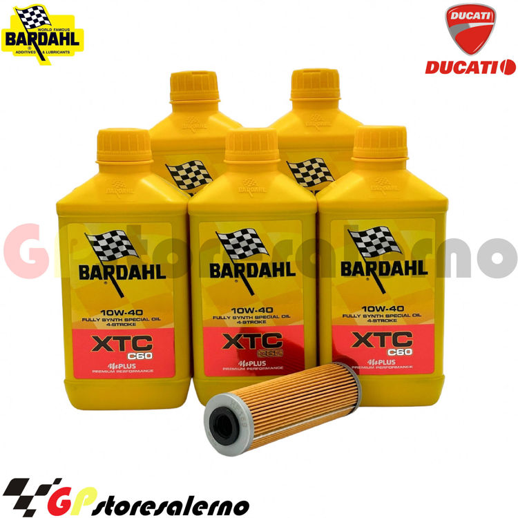 Immagine di KIT TAGLIANDO OLIO + FILTRO 5L BARDAHL XTC C60 10W40 DUCATI 1158 MULTISTRADA V4 / S DAL 2021 AL 2022