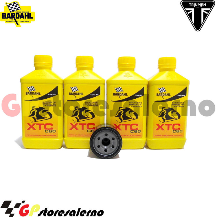 Immagine di KIT TAGLIANDO OLIO + FILTRO 4L BARDAHL XTC C60 10W40 TRIUMPH 885 DAYTONA T595 DAL 1997 AL 1998