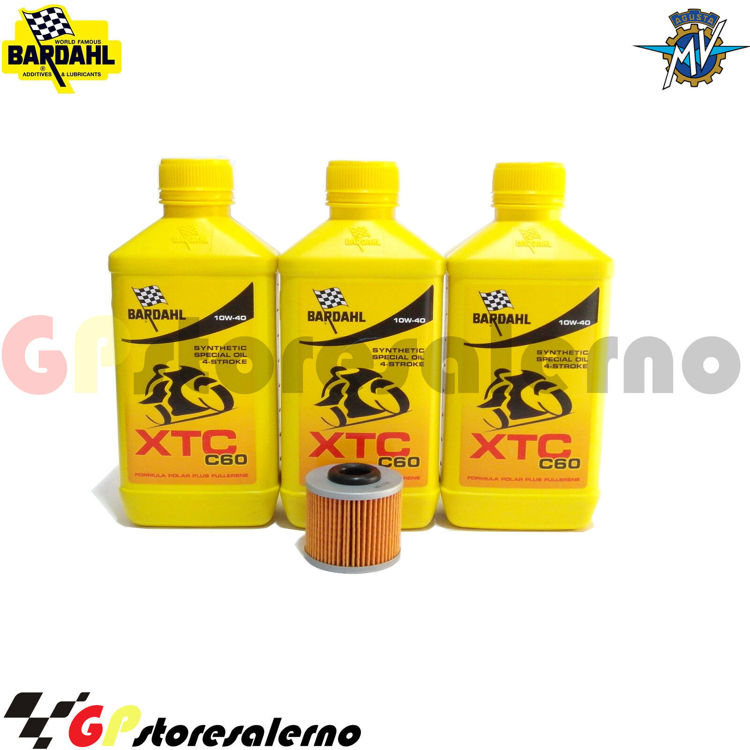 Immagine di KIT TAGLIANDO OLIO + FILTRO 3L BARDAHL XTC C60 10W40 MV AGUSTA 675 F3 DAL 2011 AL 2016