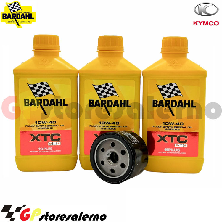 Immagine di KIT TAGLIANDO OLIO + FILTRO 3L BARDAHL XTC C60 10W40 KYMCO 550 AK E4 / E5 DAL 2017 AL 2023