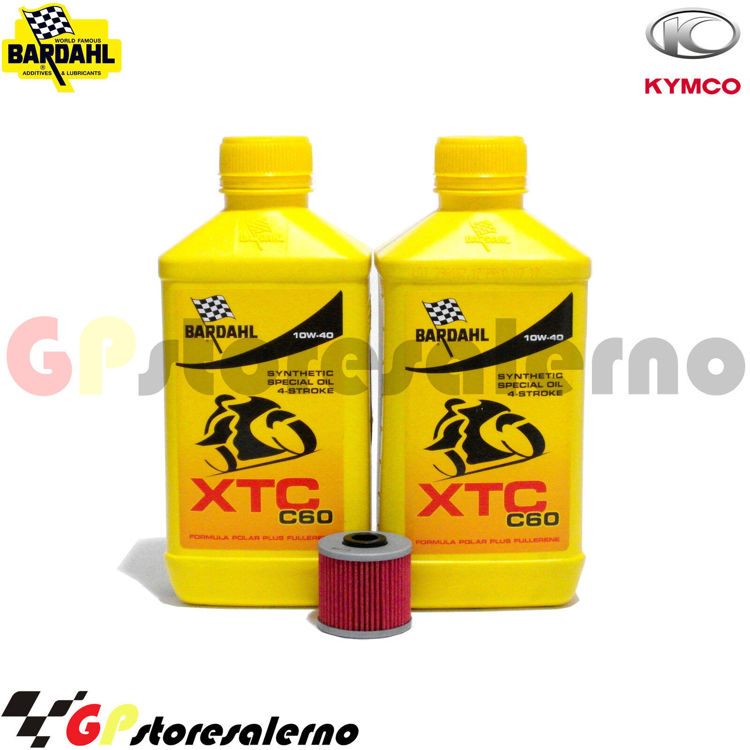 Immagine di KIT TAGLIANDO OLIO + FILTRO 2L BARDAHL XTC C60 10W40 KYMCO 125 DOWNTOWN I.E. / ABS E4 DAL 2009 AL 2016