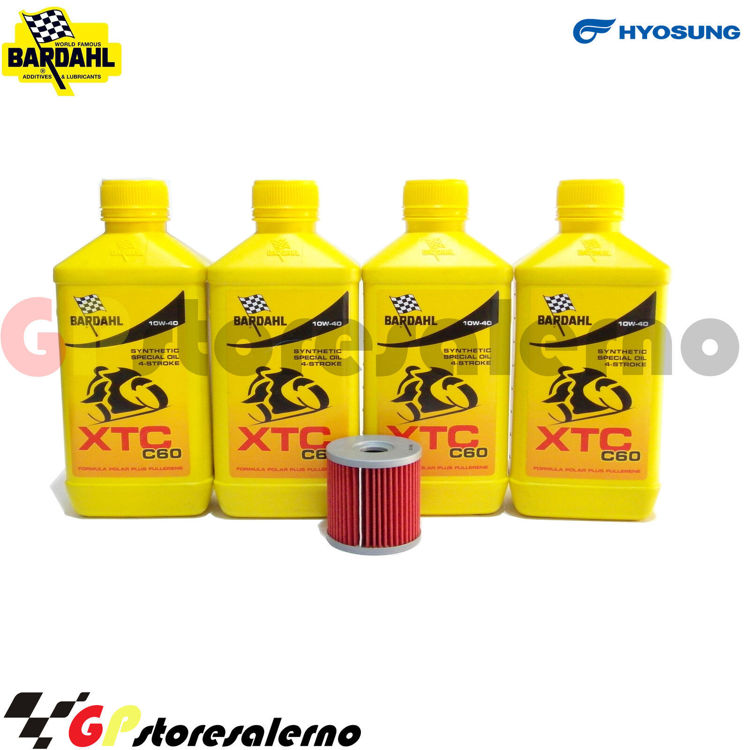 Immagine di KIT TAGLIANDO OLIO + FILTRO 4L BARDAHL XTC C60 10W40 HYOSUNG 650 GT COMET DAL 2005 AL 2008