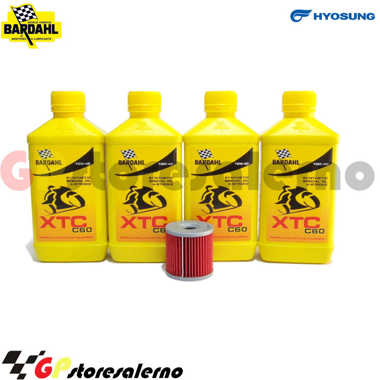 Immagine di KIT TAGLIANDO OLIO + FILTRO 4L BARDAHL XTC C60 10W40 HYOSUNG 650 GT NAKED DAL 2004 AL 2006