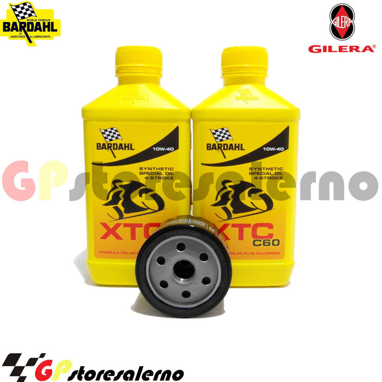 Immagine di KIT TAGLIANDO OLIO + FILTRO 2L BARDAHL XTC C60 10W40 GILERA 500 FUOCO / LT DAL 2007 AL 2015