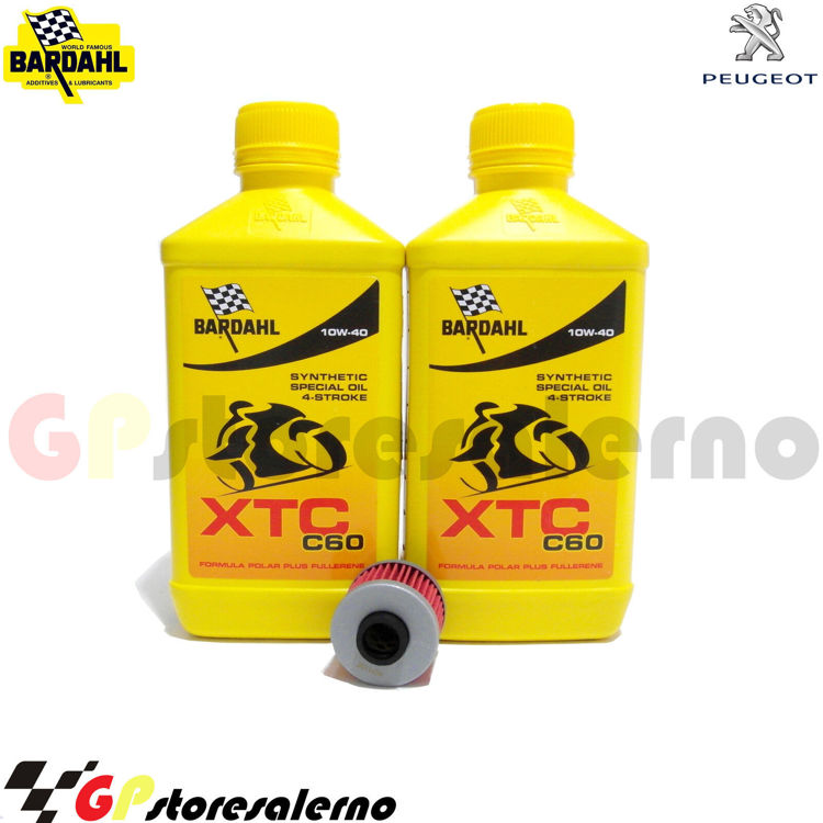 Immagine di KIT TAGLIANDO OLIO + FILTRO 2L BARDAHL XTC C60 10W40 PEUGEOT 125 GEOPOLIS / EXECUTIVE / GEO RS DAL 2007 AL 2013