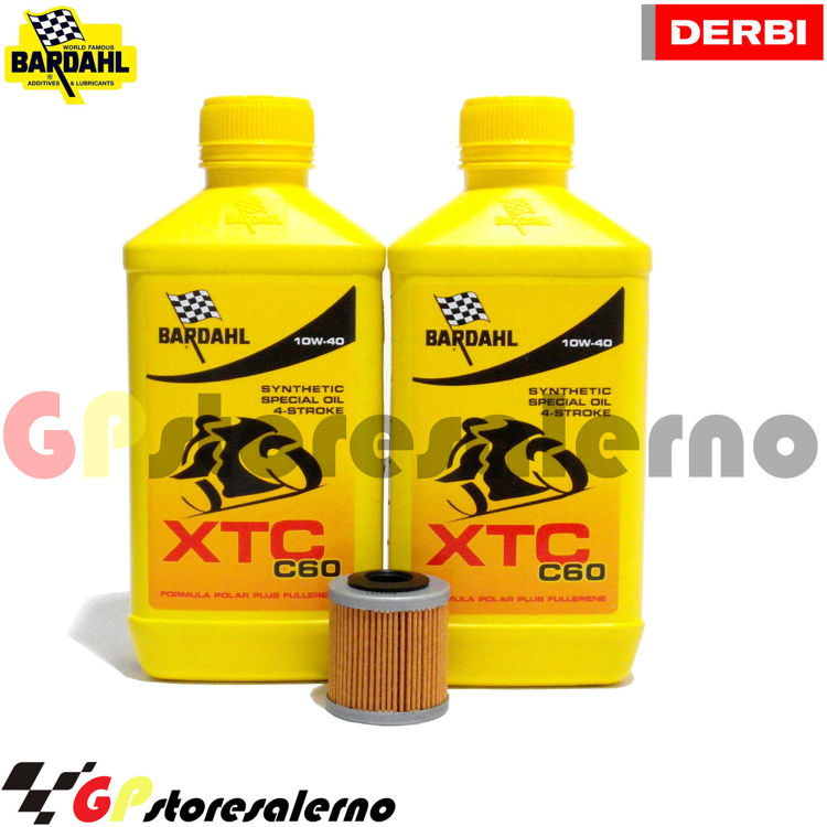 Immagine di KIT TAGLIANDO OLIO + FILTRO 2L BARDAHL XTC C60 10W40 DERBI 125 GPR 4T DAL 2009 AL 2013