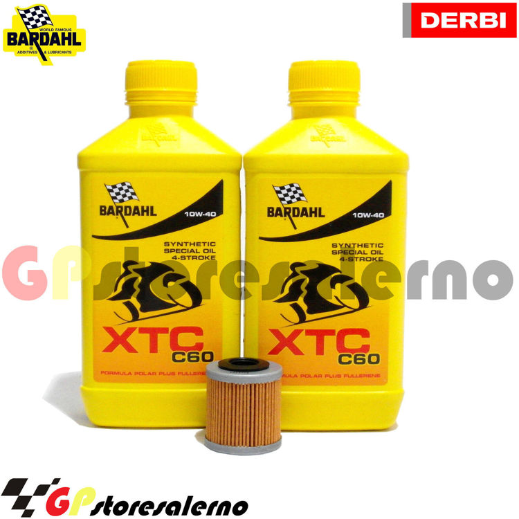 Immagine di KIT TAGLIANDO OLIO + FILTRO 2L BARDAHL XTC C60 10W40 DERBI 125 MULHACEN 4T DAL 2007 AL 2013