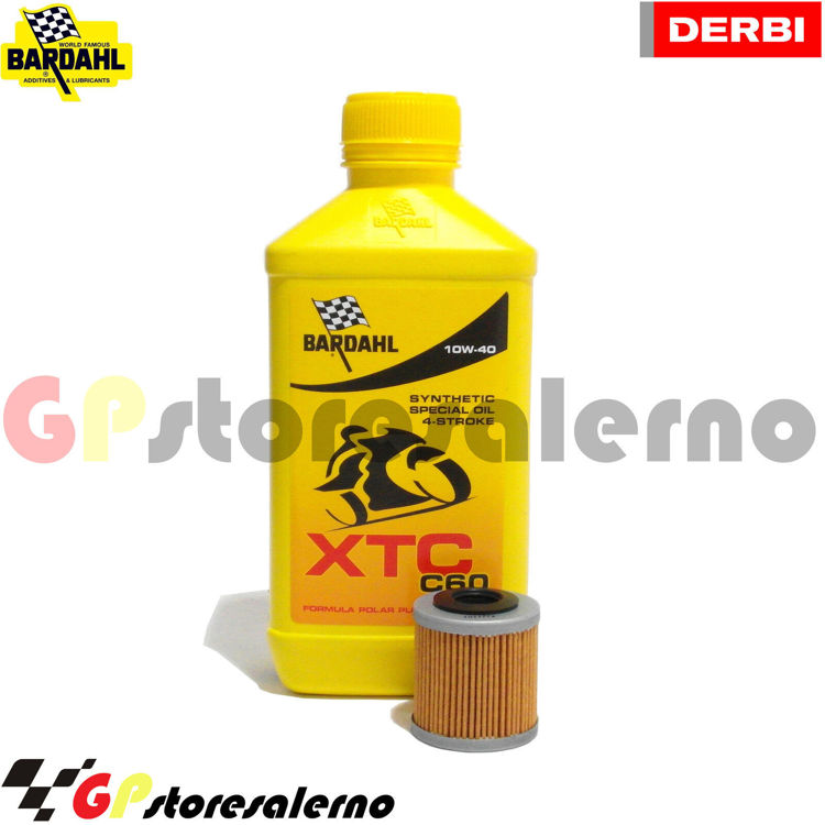 Immagine di KIT TAGLIANDO OLIO + FILTRO 1L BARDAHL XTC C60 10W40 DERBI 125 SENDA R DRD RACING 4T DAL 2009 AL 2013