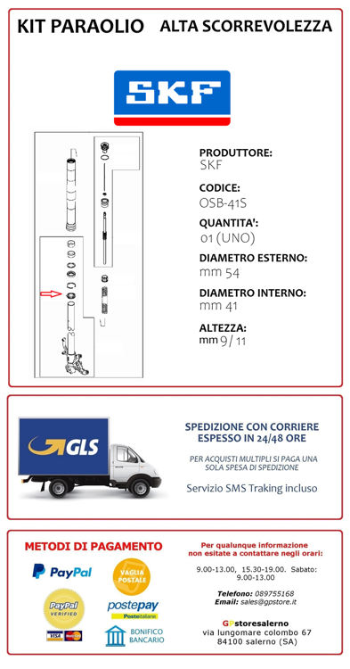 Immagine di OSB-41S PARAOLIO FORCELLA RACING ALTA SCORREVOLEZZA SKF X UNO STELO 41X54X9 / 11 PER BMW 650 F ST STRADA DAL 1997 AL 1999